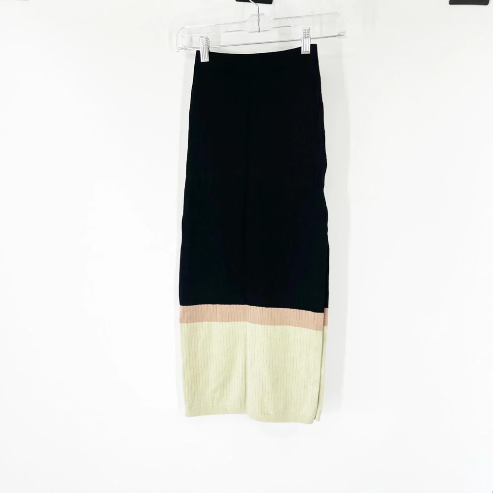Free People Stop And Stare Set Knit Sleeveless Tank Knit Midi Skirt